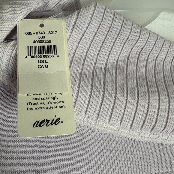 NWT Aerie Oversized Mock Neck Sweatshirt Lavender Purple Ribbed Cozy Pullover - Picture 12 of 13